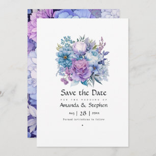 Reserve A Data Casamento Floral de Prata, Azul Icy e Lilac