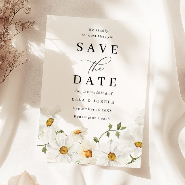 Reserve A Data Casamento Floral de Primavera Branco Encantador (Criador carregado)