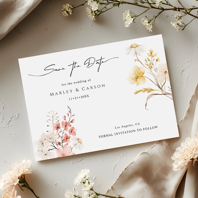 Reserve A Data Casamento Floral de Primavera com Amora Moderno (Criador carregado)