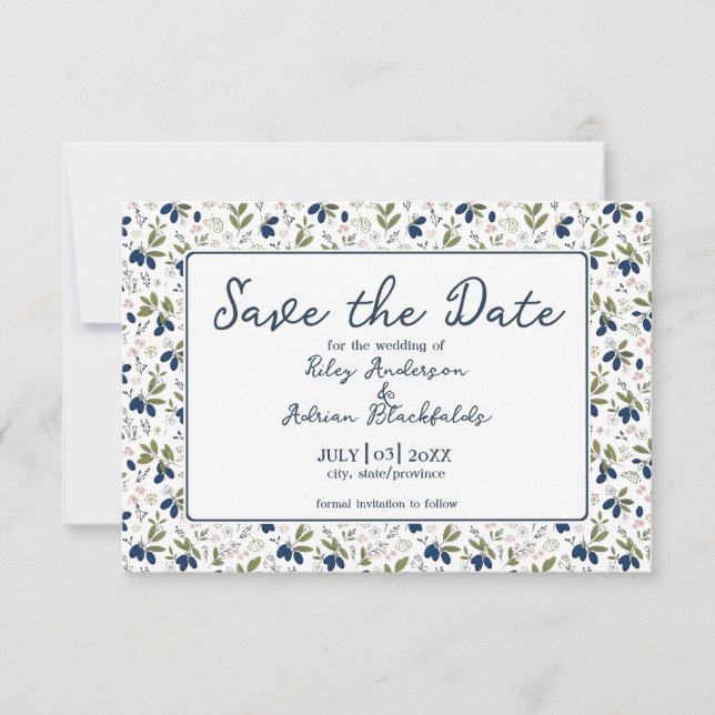 Reserve A Data Casamento Floral de Primavera com Frutas Haskap Az (Frente)
