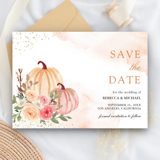 Reserve A Data Casamento Floral de Pumpkin Rosa Pumpkin (Criador carregado)