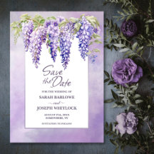 Casamento Floral de Purple Wisteria Salvar a Data