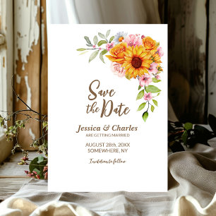 Reserve A Data Casamento Floral de Rosa de Sunflower