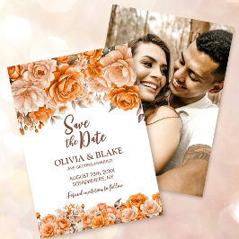 Reserve A Data Casamento Floral de Rosa Laranja de Foto Personali