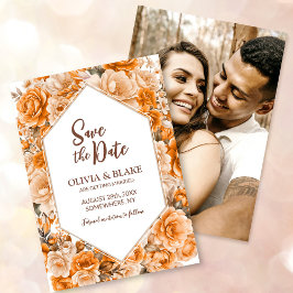 Reserve A Data Casamento Floral de Rosa Laranja de Foto Personali