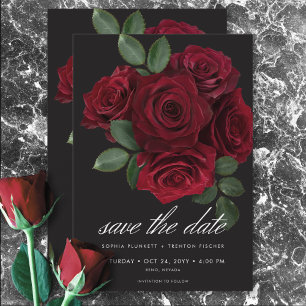 Reserve A Data Casamento Floral de Rosas vermelhas de Sangue Eleg