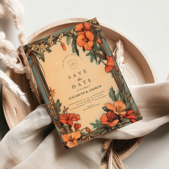 Reserve A Data Casamento Floral de Verão Art Nouveau (Criador carregado)