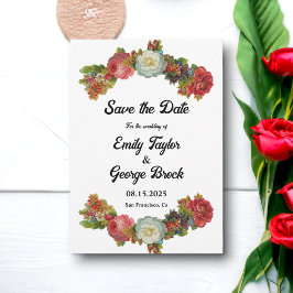 Reserve A Data Casamento Floral de Verão Botânico Russo Elegante