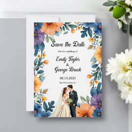 Reserve A Data Casamento Floral de Verão com Casal Romântico