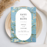 Reserve A Data Casamento Floral de Vincent Van Gogh Almond Blosso<br><div class="desc">Convite de casamento moderno e elegante,  com a pintura de Vincent Van Gogh Almond Blossom.</div>