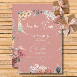 Reserve A Data Casamento Floral do Jardim Rosa Romântico Moderno