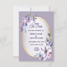 Casamento Floral Dourado Aquarela Rosa Roxo