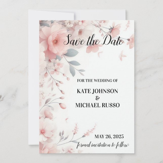 Reserve A Data Casamento Floral Elegante (Frente)