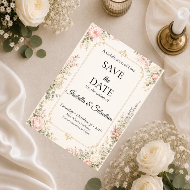 Reserve A Data Casamento Floral Elegante (Criador carregado)