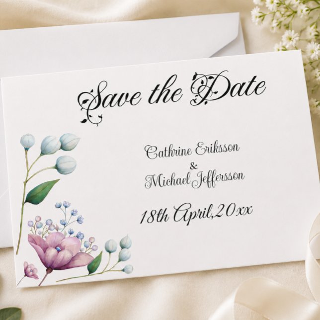Reserve A Data Casamento Floral Elegante com Romance Botânico Sua (Criador carregado)