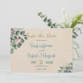 Reserve A Data Casamento Floral Elegante com Rosa e Sage