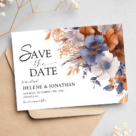 Reserve A Data Casamento Floral Elegante Dusty Blue Terracotta