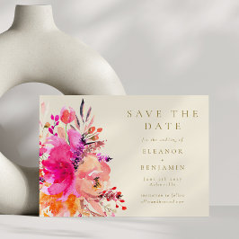 Reserve A Data Casamento Floral Elegante em Aquarela Rosa Chic Mo