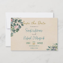 Reserve A Data Casamento Floral Elegante Rosa e Sage