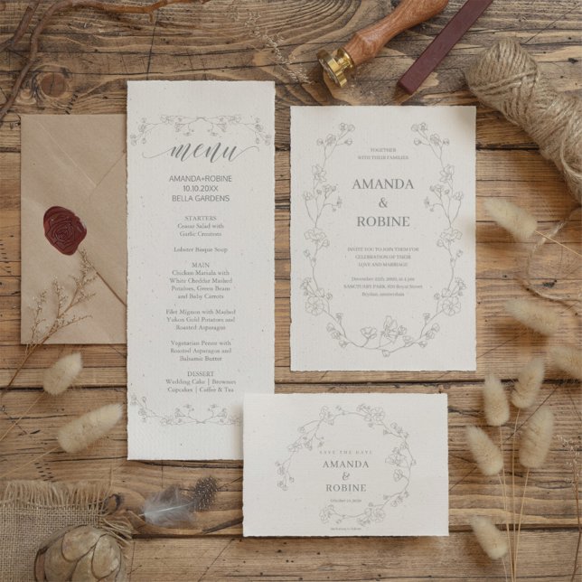 Reserve A Data Casamento Floral Elegante Salvar A Data (Criador carregado)