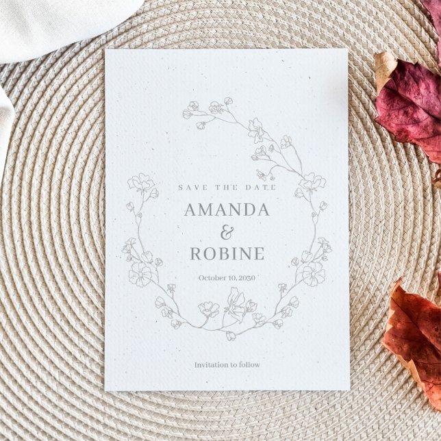 Reserve A Data Casamento Floral Elegante Salvar a Data (Criador carregado)