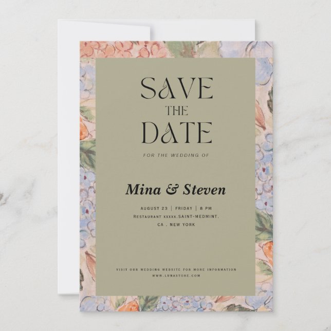 Reserve A Data Casamento floral em aquarela laranja rústica (Frente)