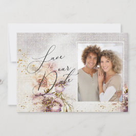 Reserve A Data Casamento Floral em Tela Pintada com Aquarela Eleg