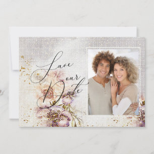 Reserve A Data Casamento Floral em Tela Pintada com Aquarela Eleg
