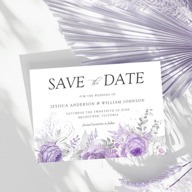 Reserve A Data Casamento Floral Encantado de Prata e Lavanda (Criador carregado)