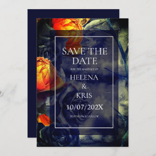 Reserve A Data Casamento Floral Escuro Elegante