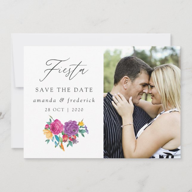 Reserve A Data Casamento Floral Fiesta Aquarela (Frente)