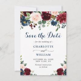 Reserve A Data Casamento Floral Floral Marinho Azul Blush Waterco