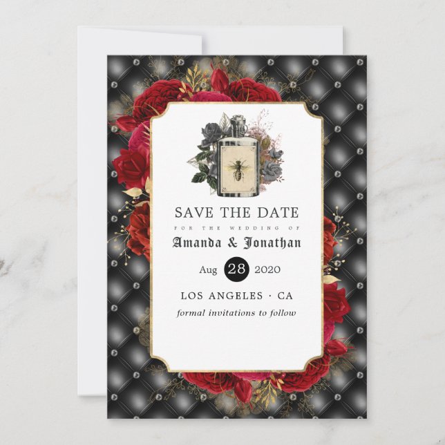 Reserve A Data Casamento Floral Gótico (Frente)