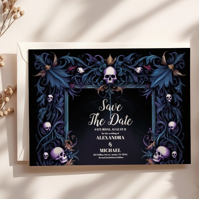 Reserve A Data Casamento Floral Gótico de Halloween (Criador carregado)