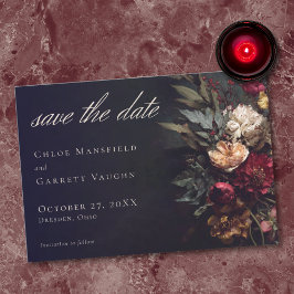 Reserve A Data Casamento Floral Gótico Sombrio Romântico