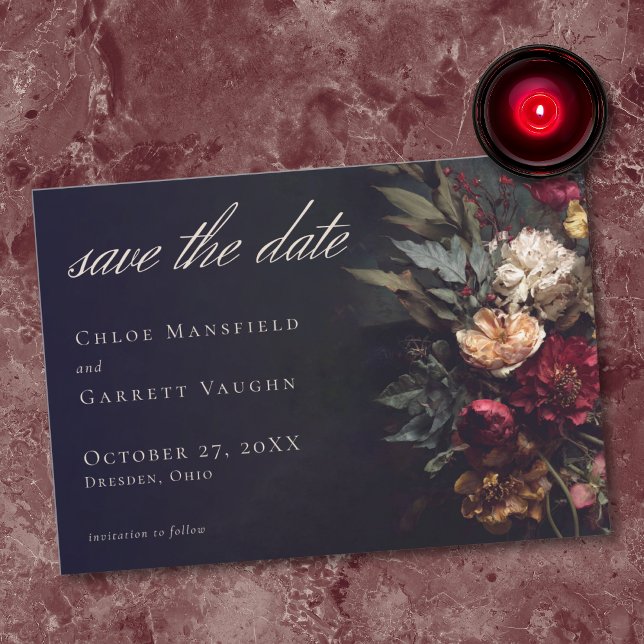 Reserve A Data Casamento Floral Gótico Sombrio Romântico (Criador carregado)