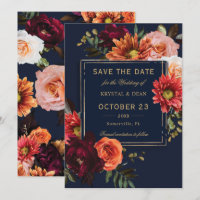 Casamento Floral Laranja Burgundy Escuro Naval Som
