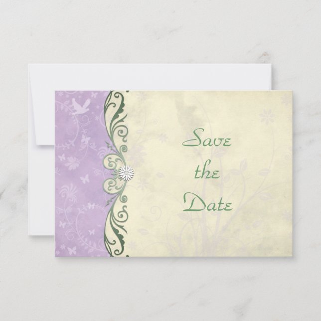 Reserve A Data Casamento Floral Lavanda e Amarelo Salve a Data (Frente)