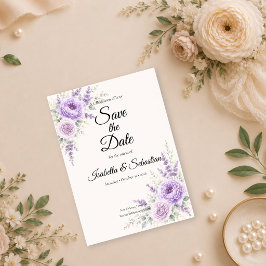 Reserve A Data Casamento Floral Lavanda Elegante