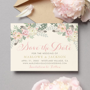 Reserve A Data Casamento Floral Marfim Romântico