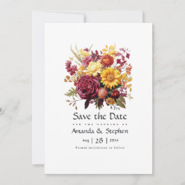Reserve A Data Casamento Floral Marrom e Amarelo