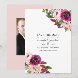 Reserve A Data Casamento Floral Marsala e Beijo em Aquarela