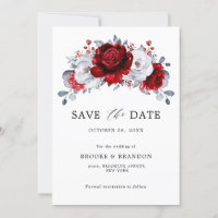 Casamento Floral Metálico Prata Branco Vermelho Re
