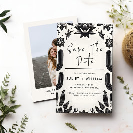 Reserve A Data Casamento Floral Mexicano Elegante Fiesta Cactus