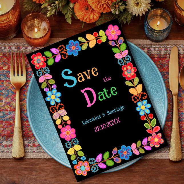 Reserve A Data Casamento floral mexicano moderno (Criador carregado)