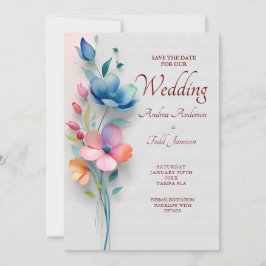 Reserve A Data Casamento floral minimalista
