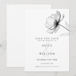 Reserve A Data Casamento Floral Minimalista Moderno Elegante