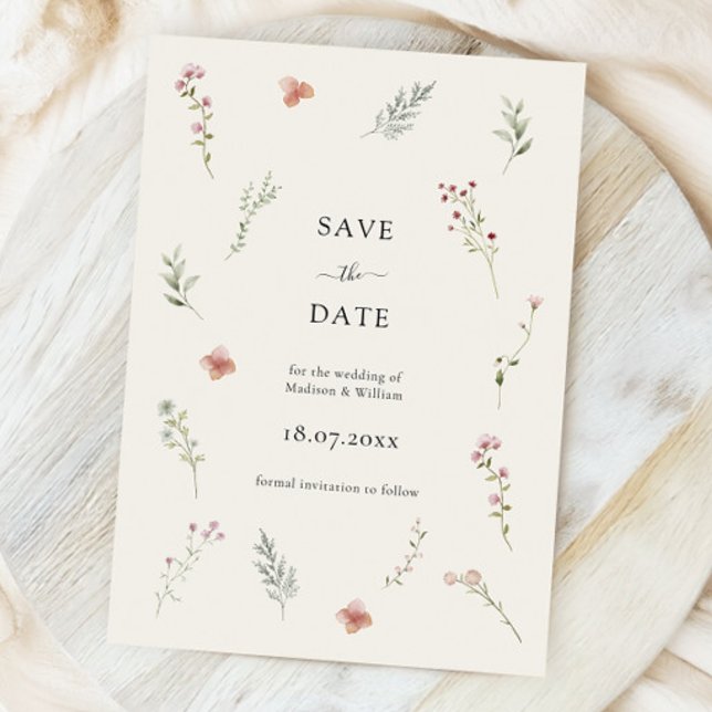 Reserve A Data Casamento Floral Mínimo de Beige Boho (Criador carregado)