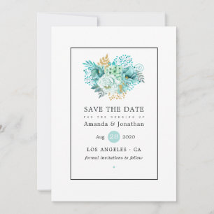 Reserve A Data Casamento Floral Mint Watercolor
