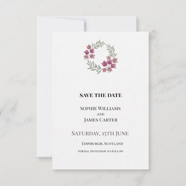 Reserve A Data Casamento Floral Minúsculo (Frente)